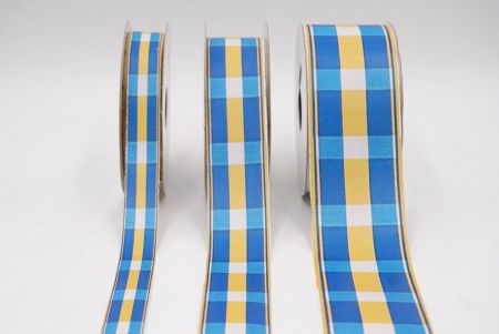 Lebhaftes Blau & Gelb Karoband_AI